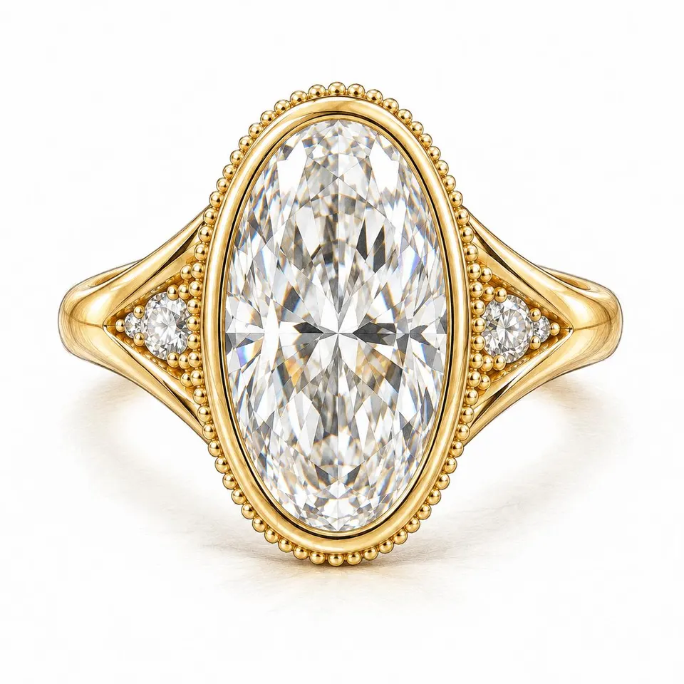 Alternate supplied front view of the Vintage Moval ring