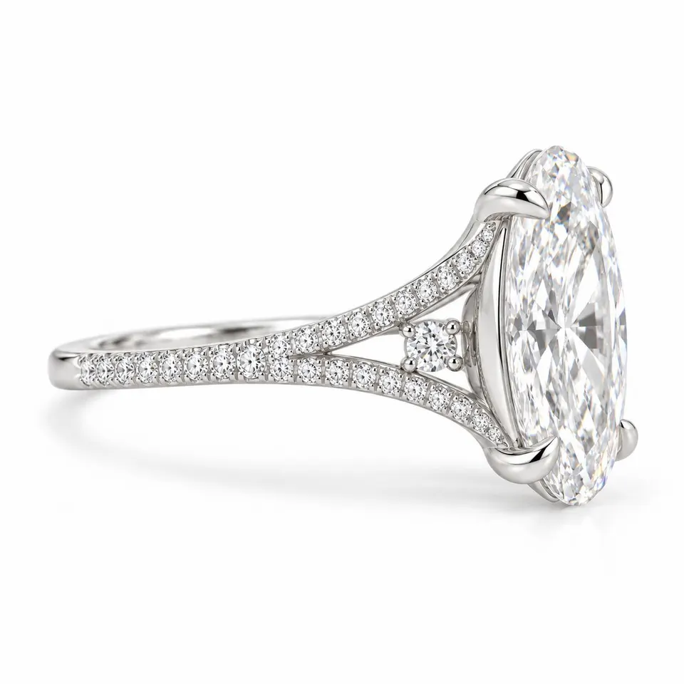 Original side view of the oval ring setting