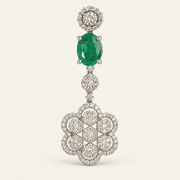 Green Gemstone & Diamond Floral Drop Earrings preview — Toronto Jewels Curation